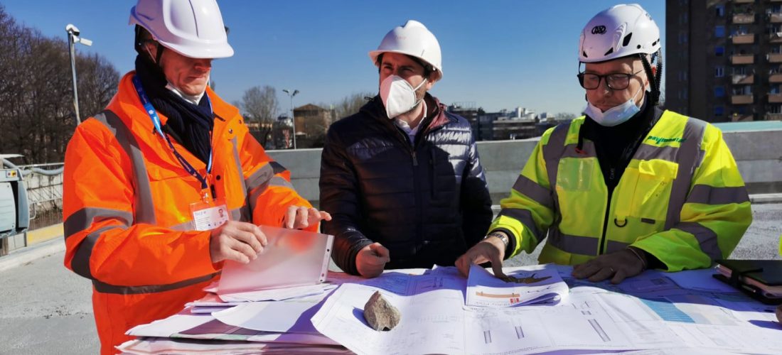 Sopralluogo nel cantiere dell’A4 per definire i dettagli degli arredi della piazza sopraelevata